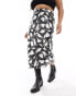 Yours bias cut midi skirt in abstract print