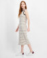 Фото #3 товара Women's Striped Ribbed Slit Midi Dress