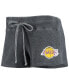 ფოტო #5 პროდუქტის Women's Charcoal, White Los Angeles Lakers Resurgence Slub Burnout Raglan T-shirt and Shorts Sleep Set
