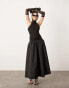 ASOS EDITION halterneck drop waist maxi dress in contrast fabric in black Черный, 38 - фото #1