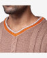 Фото #4 товара Men's Cable Knit Tipped V-Neck Sweater