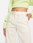 Noisy May Petite tailored wide leg dad trousers in cream