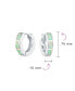 ფოტო #4 პროდუქტის White Synthetic Opal Inlay Iridescent Huggie Hoop Earrings For Women Sterling Silver