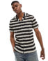 Another Influence knitted beach shirt in black white zig zag