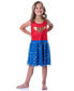 Girls Wonder Woman Logo and Stars Tank Nightgown Pajama