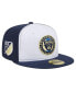 Фото #1 товара Men's White, Navy Philadelphia Union 2024 Kick Off Collection 59FIFTY Fitted Hat