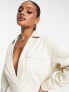 Фото #5 товара Simmi relaxed plunge front blazer shirt dress in cream