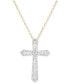 ფოტო #1 პროდუქტის Diamond Round & Baguette 18" Pendant Necklace (1/2 ct. t.w.) in Sterling Silver & 14k Gold-Plate