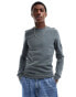 Calvin Klein Jeans waffle badge long sleeve t-shirt in charcoal grey