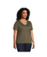 Фото #5 товара Plus Size Relaxed Supima Cotton Short Sleeve V-Neck T-Shirt