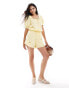 Фото #1 товара Pieces embroiderd lemon short co-ord in yellow