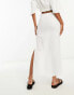 Фото #2 товара Bershka ruched split side linen midi skirt in white