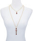 Gold-Tone Red Glass Stone Layered Necklace Set, 18", 30" + 2" Extender