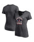 ფოტო #1 პროდუქტის Women's Heathered Charcoal Atlanta Braves 2021 National League Champions Locker Room Plus Size V-Neck T-shirt