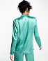 Фото #4 товара Vila satin blazer co-ord in green