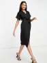 Фото #7 товара Closet London wrap tie midi dress in black