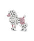 Фото #1 товара Fashion Statement Crystal White Simulated Pearl Pink Dog Poodle Brooch Pin For Women For Teen Rhodium Plated