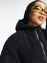 Daisy Street Plus maxi puffer coat in black jumbo corduroy with hood