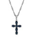 ფოტო #1 პროდუქტის Pewter Blue Crystal Cross Silver-Tone Twisted Necklace