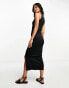 Фото #8 товара River Island ribbed racer midi dress in black