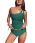 Фото #1 товара Women's Tummy Control One Shoulder Drawstring Bikini Set