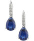 ფოტო #3 პროდუქტის Lab-Grown Sapphire (8-1/8 ct. t.w.) & Diamond (1/4 ct. t.w.) Pear Dangle Hoop Earrings in 14k White Gold