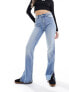 Фото #3 товара Bershka high waisted split hem jeans in light blue
