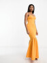 Фото #4 товара ASOS DESIGN premium bandeau peplum hem maxi dress in marigold orange