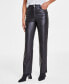 Фото #1 товара Women's Faux-Leather Straight-Leg Pants, Created for Macy's