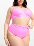 Фото #7 товара ASOS DESIGN Curve mix and match high waist bikini bottom in bright pink