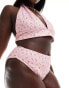 ASOS DESIGN Curve Angie high leg high waist bikini bottom in gingham floral Rosa Blümchenmuster, 50 - фото #2