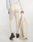 ASOS DESIGN wedding skinny suit trouser in linen mix in gingham in camel W28 L32 - фото #6