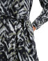 JDY belted midi shirt dress In abstract animal print