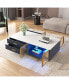 Modern Blue Coffee Table with Storage & Lighting