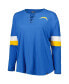 ფოტო #3 პროდუქტის Women's Powder Blue Los Angeles Chargers Plus Size Athletic Varsity Lace-Up V-Neck Long Sleeve T-shirt