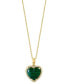 ფოტო #1 პროდუქტის EFFY® Malachite & Diamond (1/6 ct. t.w.) Heart Halo 18" Pendant Necklace in 14k Gold