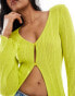 Brave Soul rib cardigan in lime green