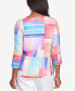 ფოტო #2 პროდუქტის Petite Classic Bright Patchwork Lace Neck Top