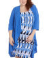 Plus Size Draped Long Cardigan and Printed Sleeveless Dress