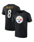 Фото #2 товара Men's Kenny Pickett Black Pittsburgh Steelers Player Icon Name and Number T-shirt