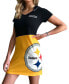 Women's Black, Gold-Tone Pittsburgh Steelers Hooded Mini Dress