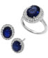 ფოტო #7 პროდუქტის EFFY® Sapphire (4-1/4 ct. t.w.) & Diamond (5/8 ct. t.w.) Double Halo Ring in 14k White Gold