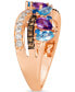 Multi-Gemstone (1-1/6 ct. t.w.) & Diamond (3/8 t. t.w.) Crossover Statement Ring in 14k Rose Gold