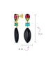 Unique Geometric Linear Black Onyx Teardrop Rectangle Multi Shape Rainbow CZ & Natural 3 Multi-Tier Gemstone Party Dangling Earrings in Gold Plated