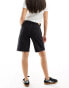 Weekday Monterey low waist wide leg denim shorts in tuned black