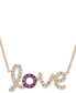 Ruby (1/5 ct. t.w.) & Nude Diamond (5/8 ct. t.w.) Love Script Pendant Necklace in 14k Rose Gold, 16" + 2" extender