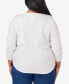 ფოტო #3 პროდუქტის Plus Size Scottsdale Falling Floral Embroidered Henley Top