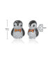 Sterling Silver with White Gold Plated and Multi Colored Cubic Zirconia Stud Earrings