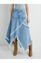 Фото #8 товара Юбка джинсовая Koton Асимметричная Миди со стандартной талией и карманами