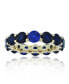 Created Blue Spinel Eternity Band in 14k Yellow Gold Plated Sterling Silver